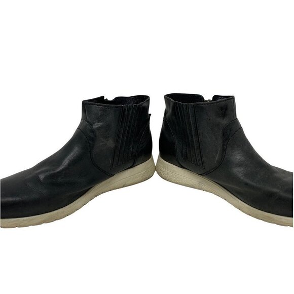 Born Women's Kaori Ankle Booties Boots Black Round Toe Side Zipper Leather 7 - Picture 2 of 10